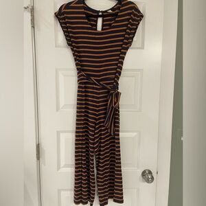 Old Navy Striped Navy and Orange Jumpsuit with tie, XS Petite